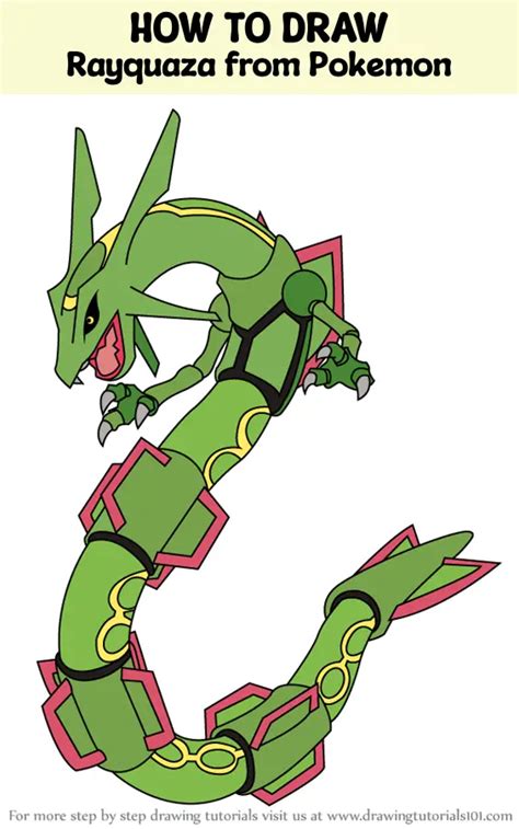 drawing of rayquaza|How to Draw Rayquaza Pokémon .
